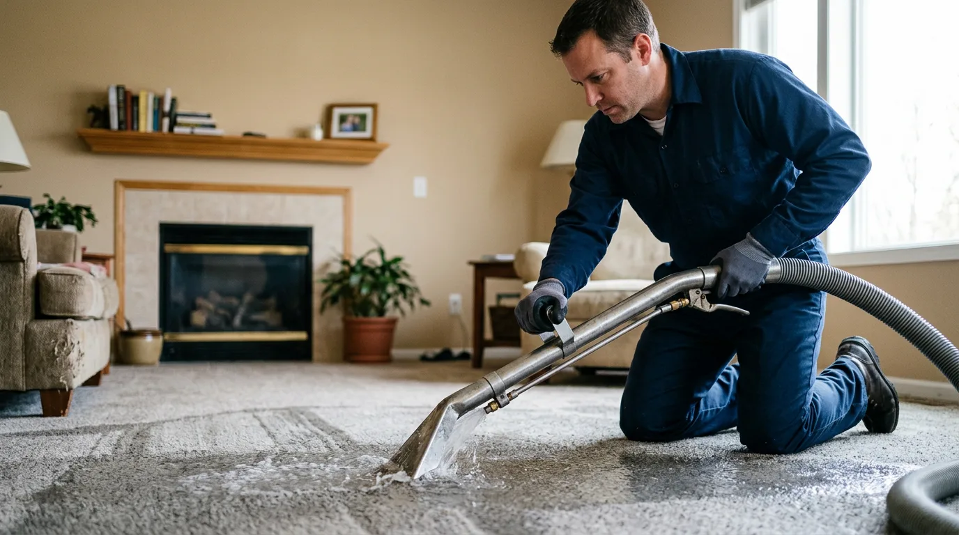 Water damage restoration technician working near Erlanger, KY